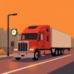 A semi-truck parked at a rest stop, symbolizing time-sensitive FMCSA Compliance Mistakes.