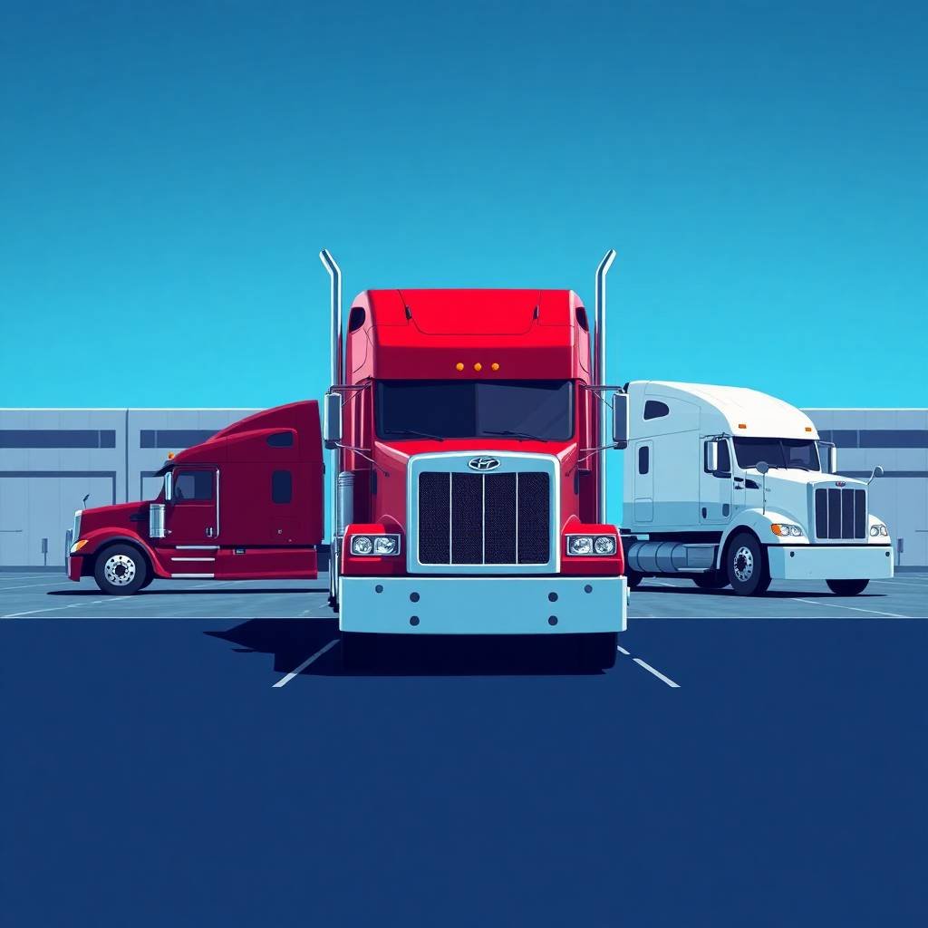 Three semi-trucks parked in a lot representing compliance readiness for How to Appeal a DOT Audit Failure.
