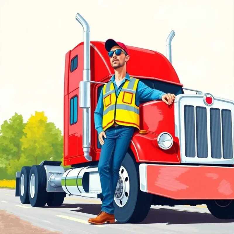 How to Maintain DOT Medical Certificate Compliance with a confident truck driver standing by a red semi-truck in reflective safety gear