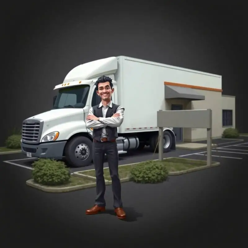 DOT Medical Certificate Compliance illustrated by a trucking company owner confidently standing beside a white semi-truck.