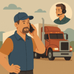 How to Prepare for a Compliance Review illustrated by a truck driver making a phone call with a dispatcher, a red semi-truck in the background.