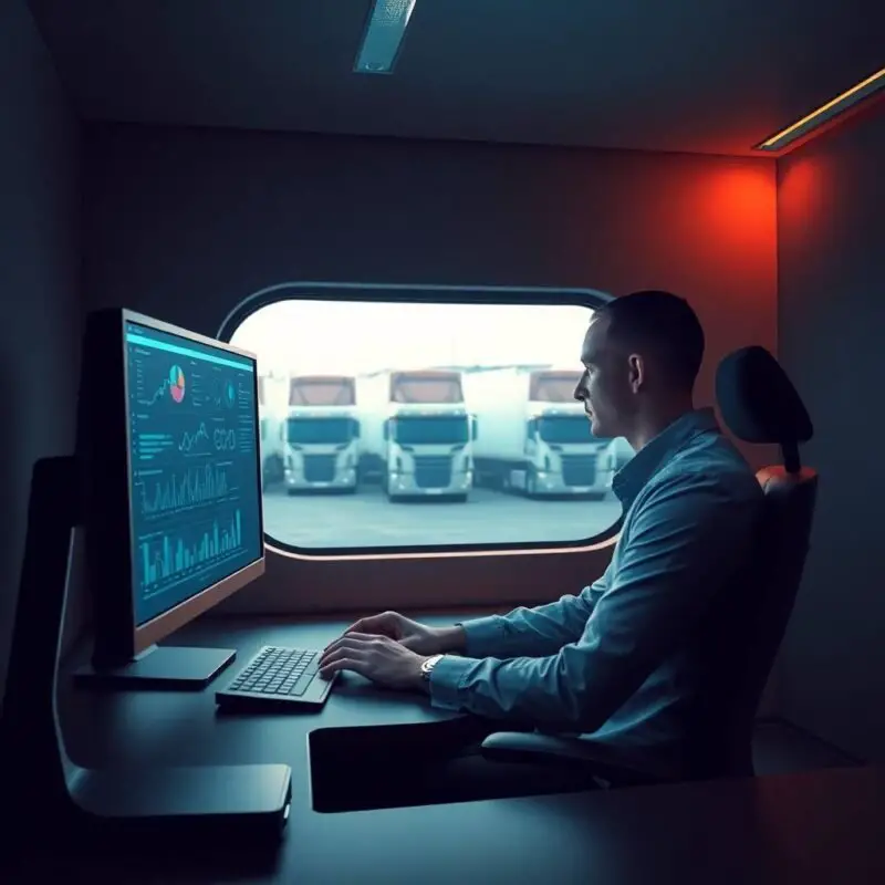 CDL Disqualification Rules visualized by a fleet manager monitoring truck data from a modern control desk