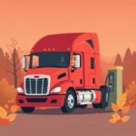 CDL Disqualification Rules visualized with a semi-truck being refueled in autumn