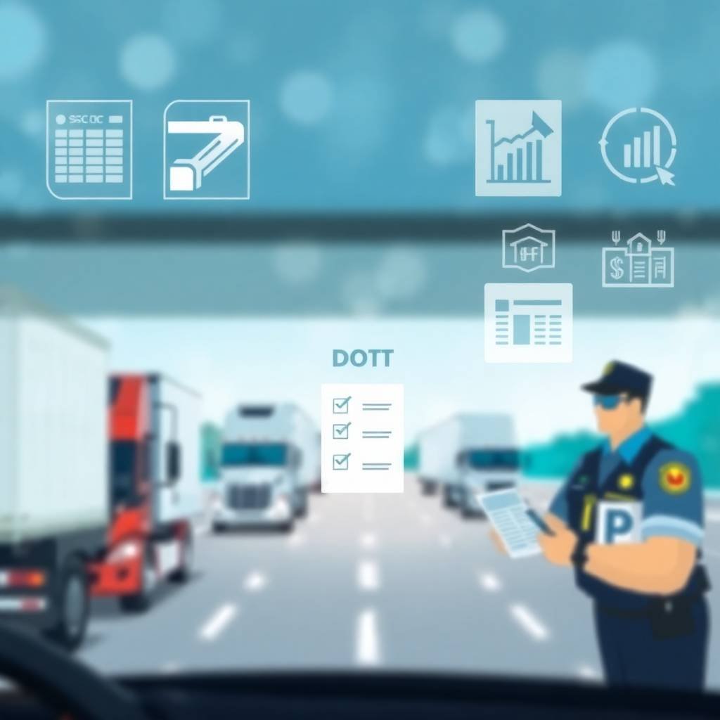 DOT Audit Preparation during an inspection checkpoint with enforcement officer and compliance checklist.