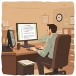 Compliance officer reviews UCR filing checklist in trucking office to manage CSA Intervention Thresholds