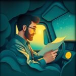 DOT Compliance Checklist for Trucking Companies depicted with a flat-style illustration of a truck driver reading documents inside a cab