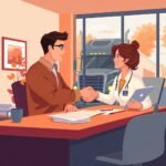 DOT Compliance Checklist for Trucking Companies discussed between a trucking professional and a compliance medical expert in an office