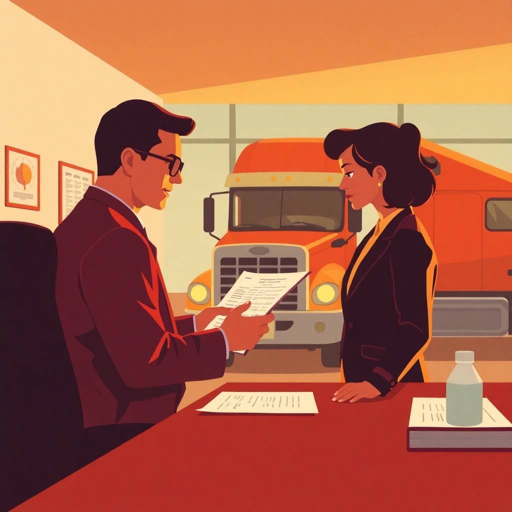 DOT Compliance Checklist for Trucking Companies reviewed during an office audit between a compliance officer and manager