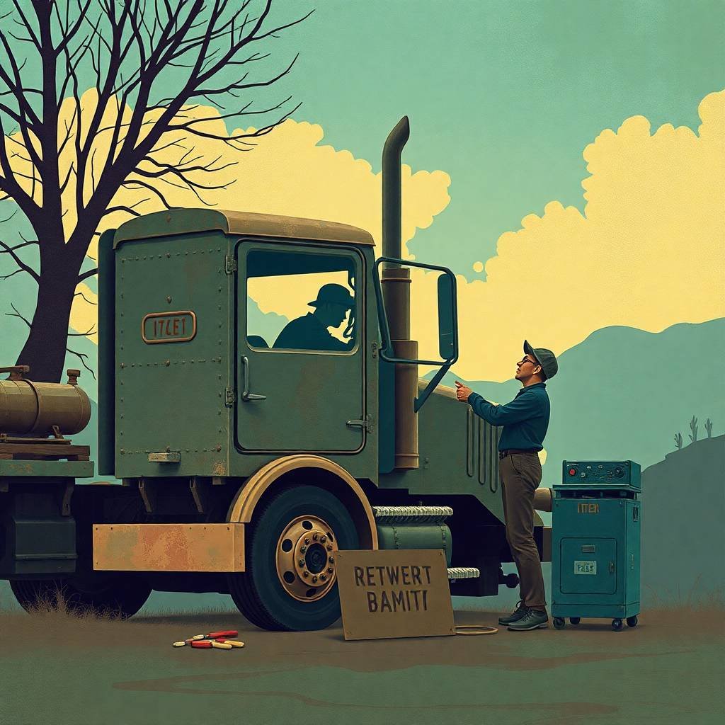 DOT Driver Hiring Checklist for Small Fleets illustrated with a vintage-style truck scene showing a mechanic giving instructions to a driver