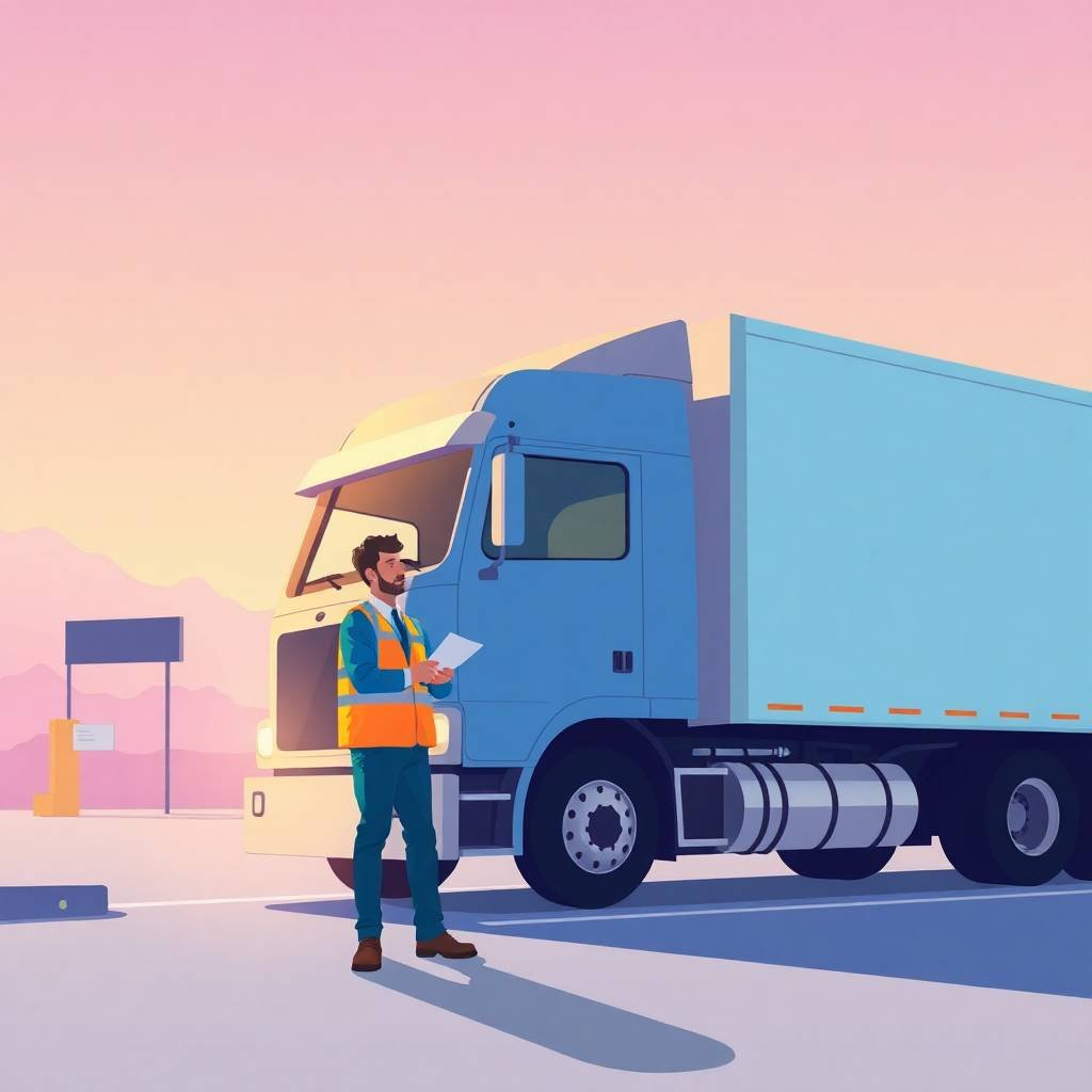 DOT Hazmat Compliance Overview with truck driver at inspection station