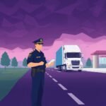 DOT officer conducting roadside inspection with DOT Safety Compliance Checklist
