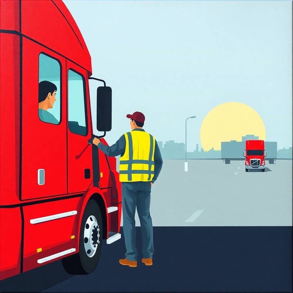 Driver interaction during truck stop inspection with DOT Safety Compliance Checklist