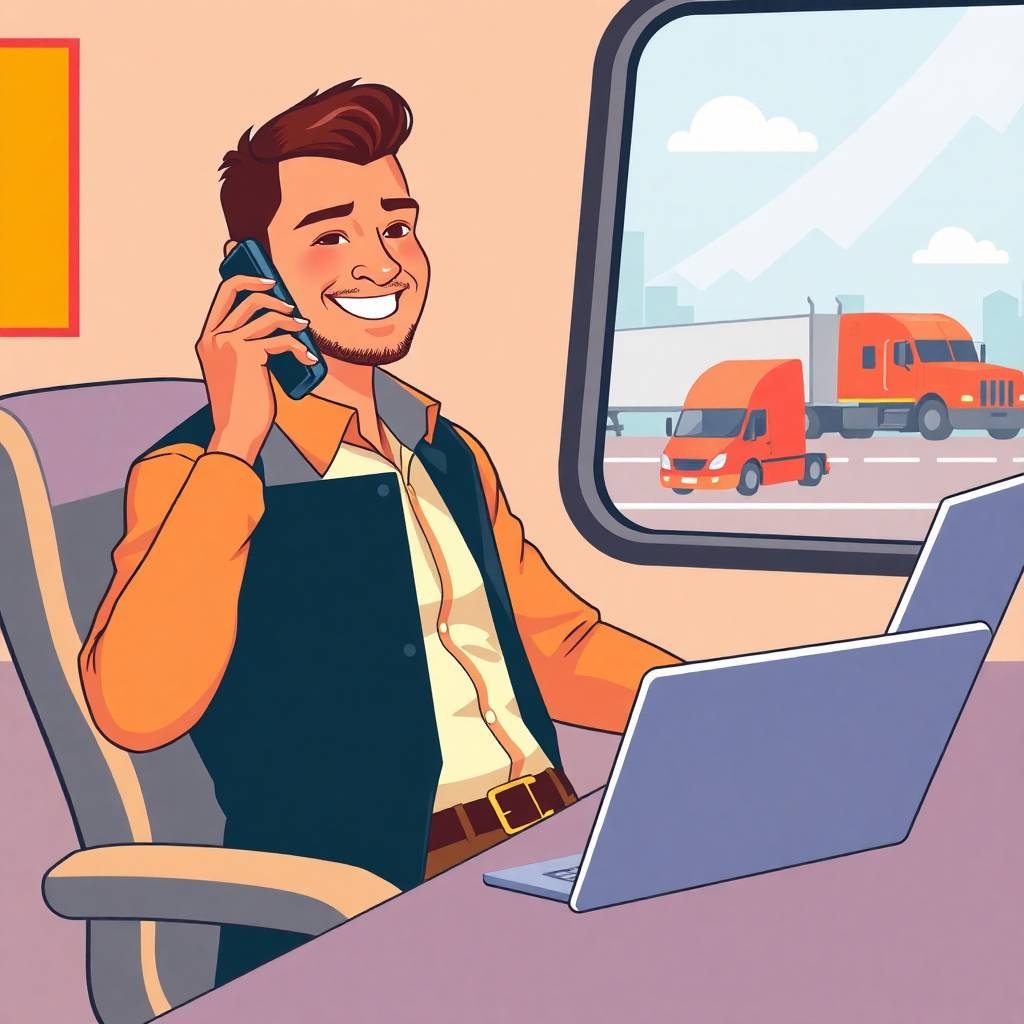 Trucking company owner discusses DOT Safety Compliance Checklist over phone
