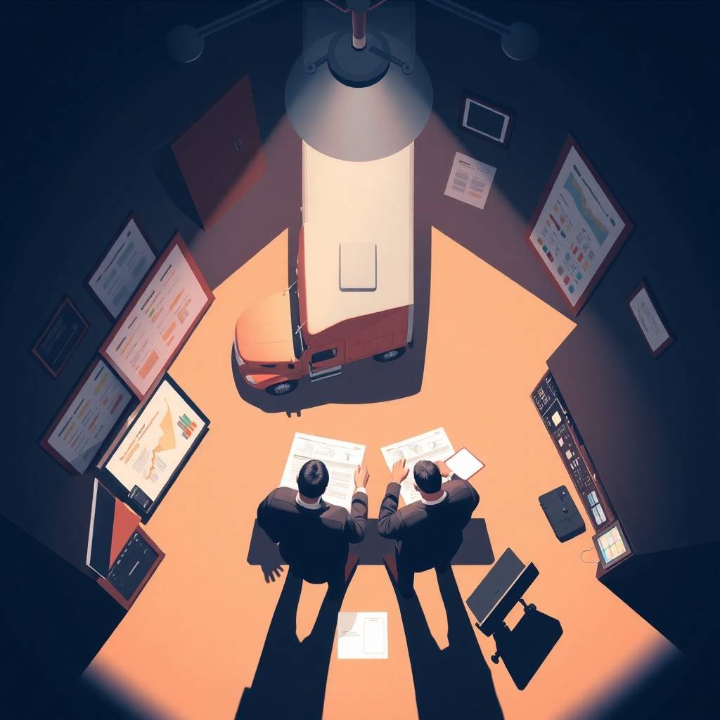 DQ File Violations FMCSA trucking audit reviewed by compliance officers in a control room