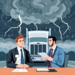 DOT officer and trucking manager review compliance documents during audit on DQ File Violations FMCSA