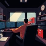 Dispatcher monitoring Driver Logs Compliance in a trucking office