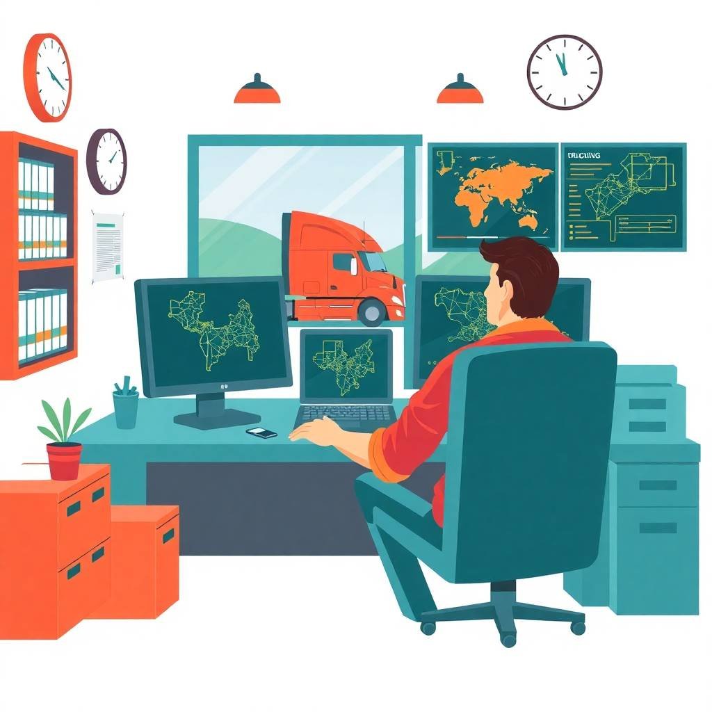 Dispatcher monitoring truck routes for Driver Logs Compliance