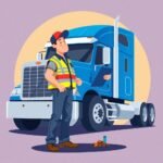 Truck driver performing vehicle check as part of Driver Logs Compliance