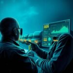 Fleet managers review futuristic dashboard data to ensure driver qualification file requirements are met.