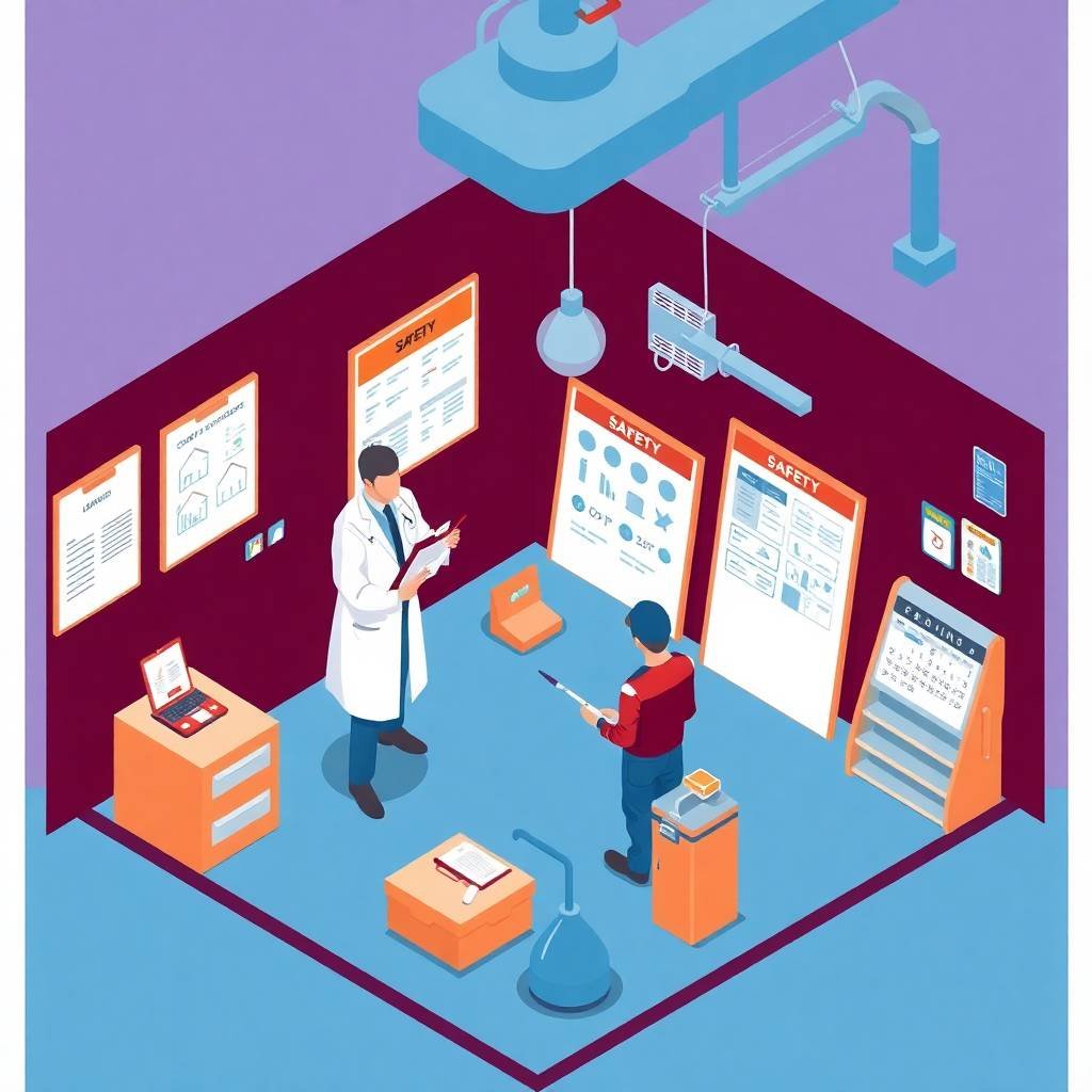 A doctor and technician preparing for a drug and alcohol test in a lab setting to provide owner-operator compliance help