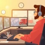 ELD Device Requirements monitoring at dispatch office with digital maps and truck tracking