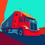 FMCSA Insurance Filing Requirements represented by a red semi-truck driven through a stylized landscape