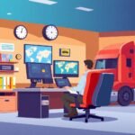 Dispatcher in modern trucking office monitors logistics during FMCSA Portal Registration