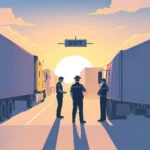 How to Maintain DOT Medical Certificate Compliance during sunset DOT inspection with officers and trucks