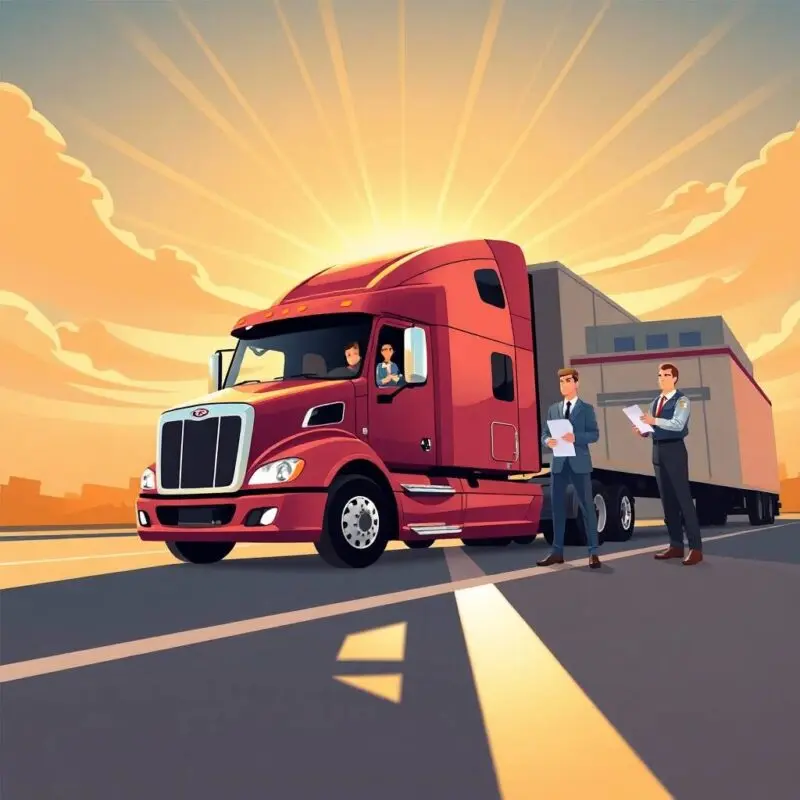How to Maintain DOT Medical Certificate Compliance with truck driver and DOT officers reviewing documents during sunrise inspection