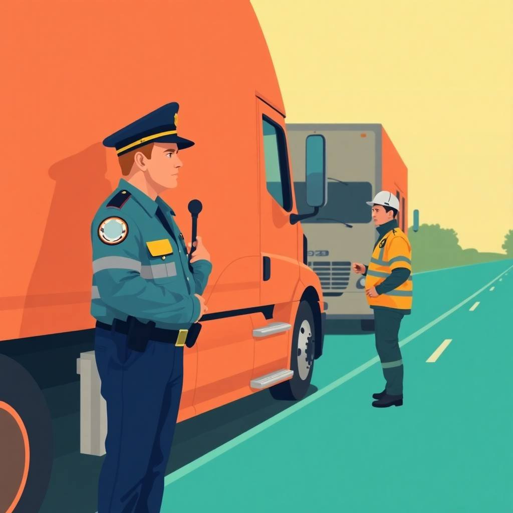 IFTA Filing Requirements enforced during a DOT roadside inspection with officer and truck driver interaction