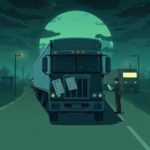Interstate vs Intrastate Carrier Compliance illustrated with a nighttime truck inspection and document review scene