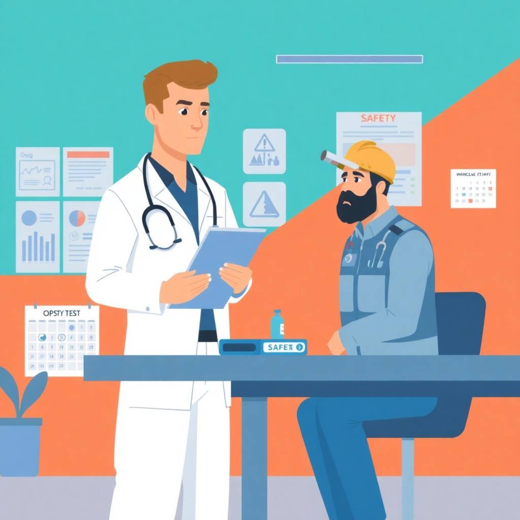 Medical professional evaluating a worker for driver qualification file requirements