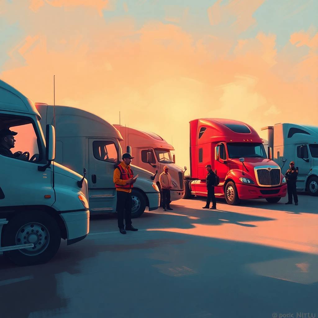 IFTA IRP BOC 3 Support inspection lineup with truck drivers preparing for compliance review in 2025.