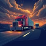 DQ File Setup and Monitoring depicted with a semi-truck traveling at sunset under FMCSA compliance conditions